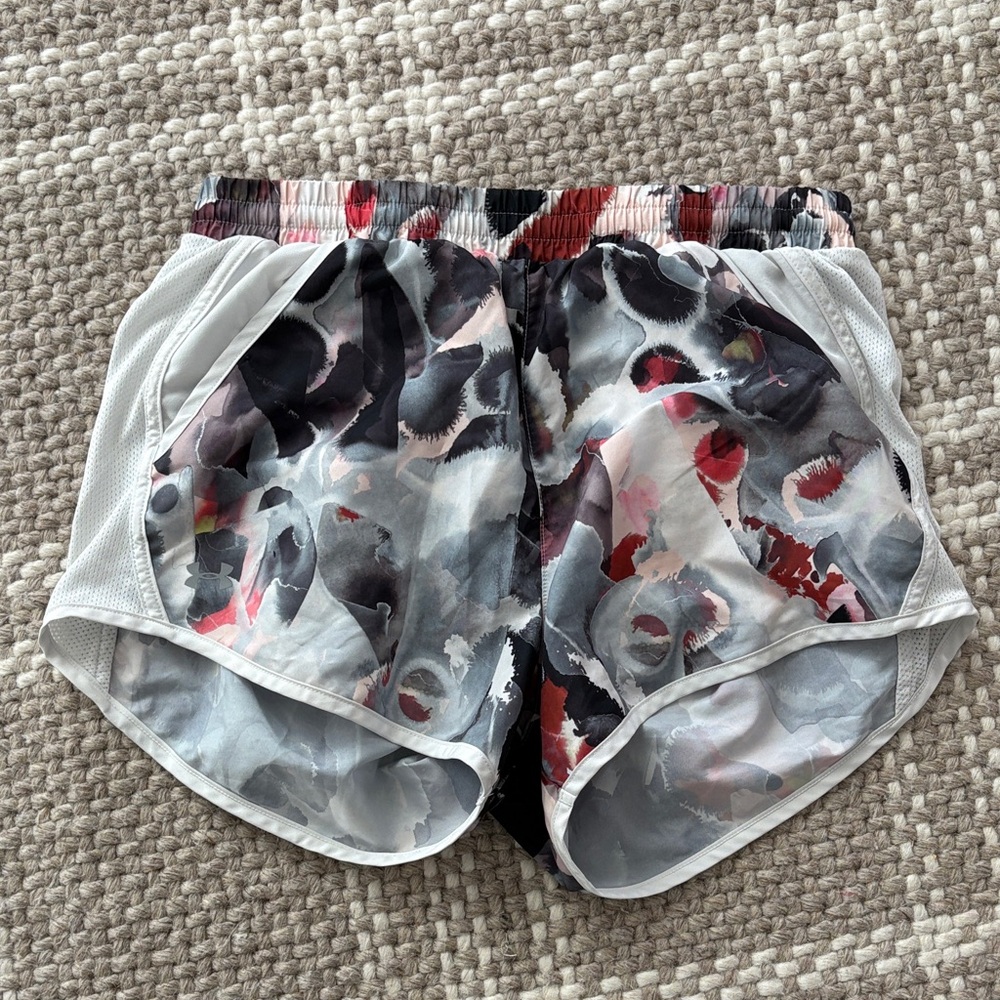 adidas Women's Floral Athletic Shorts - Black, Gray, Red